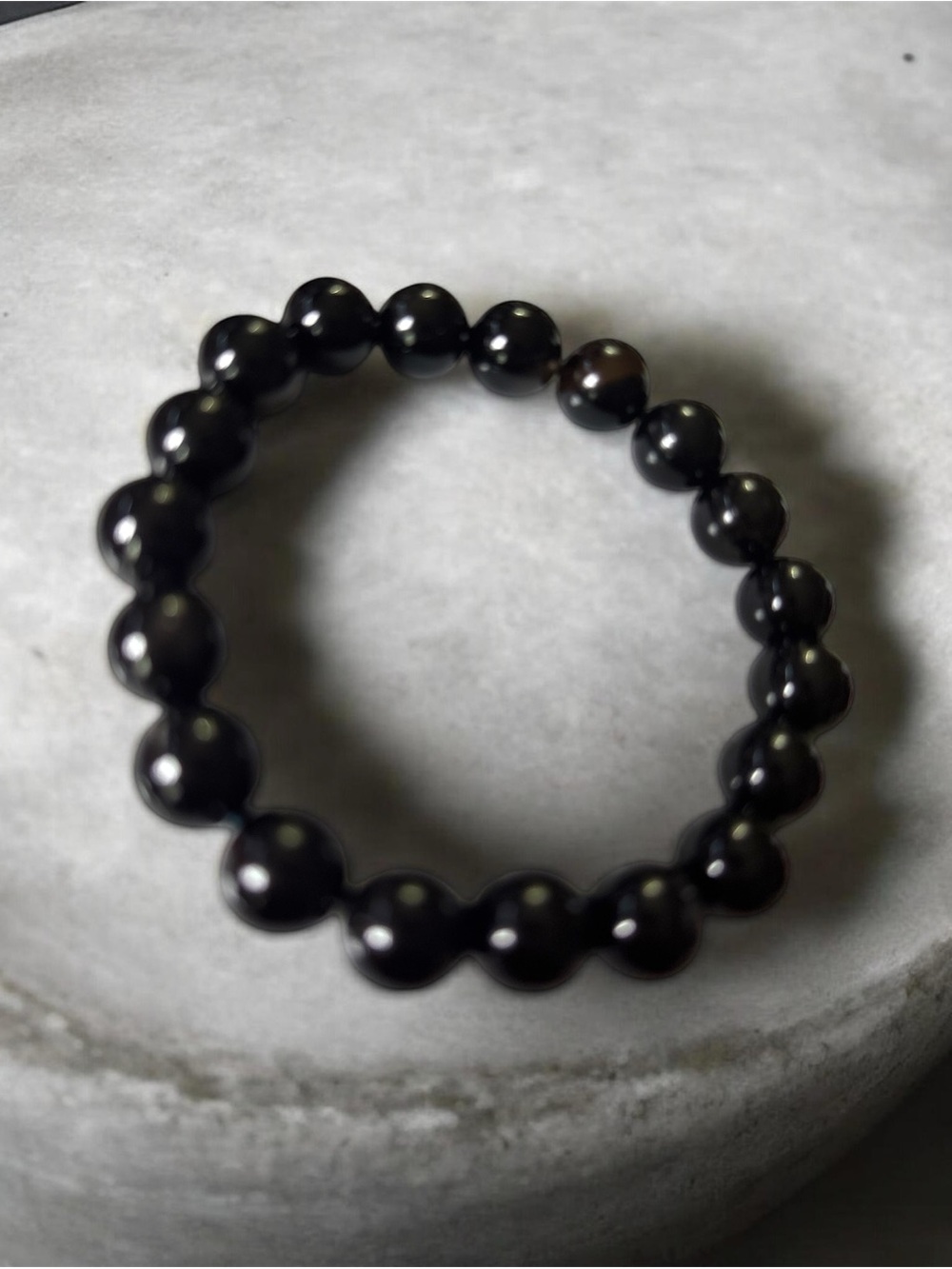 Natural Black Onyx 10mm Bead Stretch Bracelet